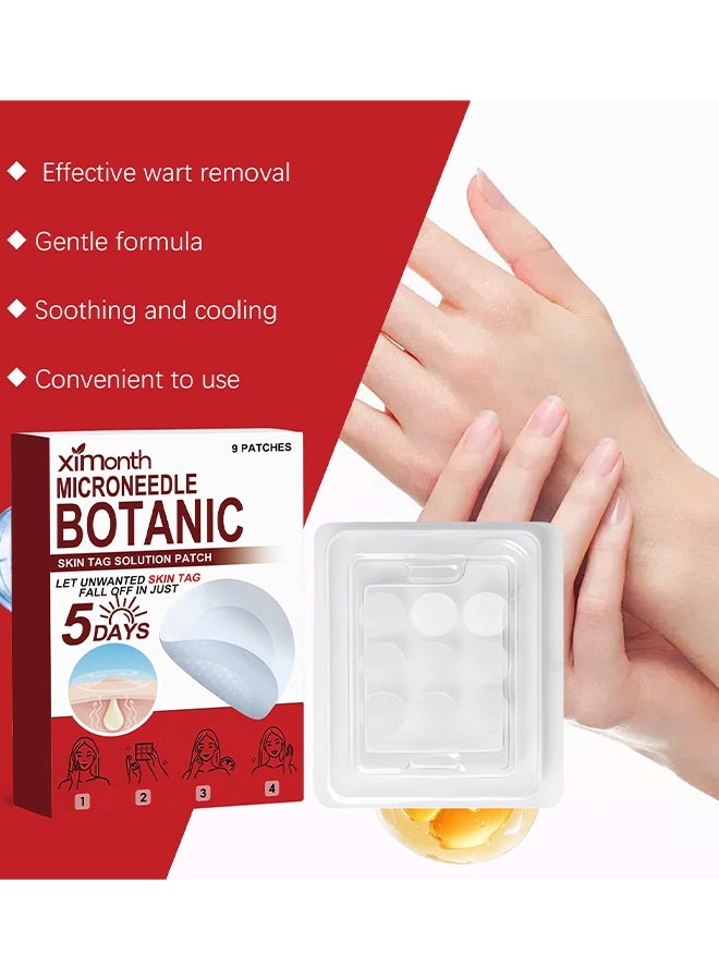 ximonth Microneedle Botanic Skin Tag Solution Patch, 9 Pcs Skin Tag Remover Patches,  Acne Blemish Remover, Balances Oil And Moisture, Safe & Gentle, Waterproof Adhesive, Natural Plant, Based Ingredients For Small To Medium Skin Tags On Face & Body - Image 2